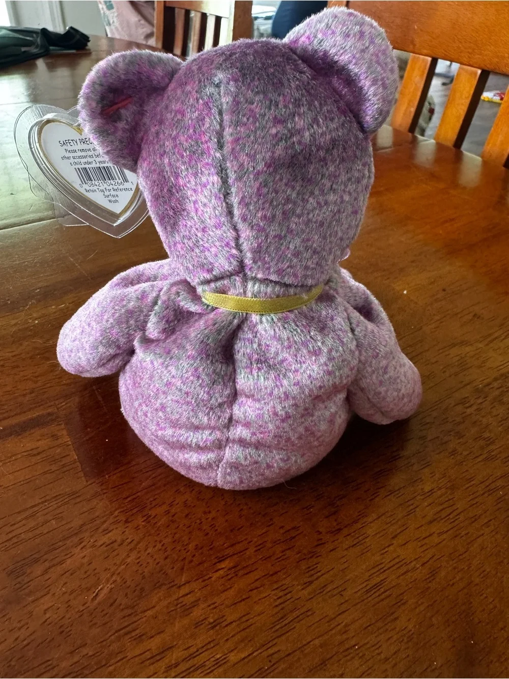 TY Purple Tweed Plush Bear - Collectible Soft Toy